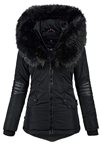 Navahoo Damen Winter Jacke Designer Parka Kunstfell Winterjacke [B369-Nirvana-Schwarz-Gr.XS] von Navahoo
