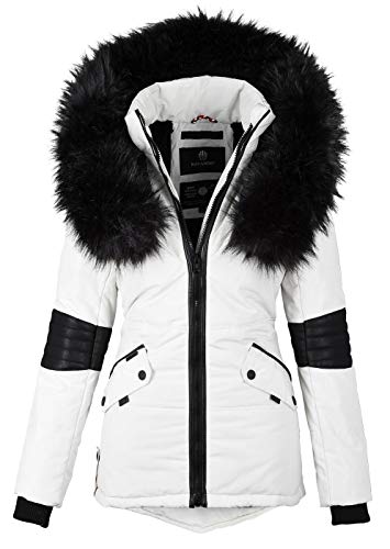 Navahoo Damen Winter Jacke Designer Parka Kunstfell Winterjacke [B369-Nirvana-Weiss-Gr.XL] von Navahoo