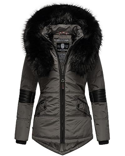 Navahoo Damen Winter Jacke Designer Parka Kunstfell Winterjacke [B369-Nirvana-Anthrazit-Gr.S] von Navahoo