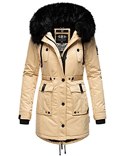 Navahoo Damen Winter Jacke Kapuze Winterjacke Parka Kunstfell Teddyfell B818 [B818-Lul-Pri-Beige-Gr.XXL] von Navahoo