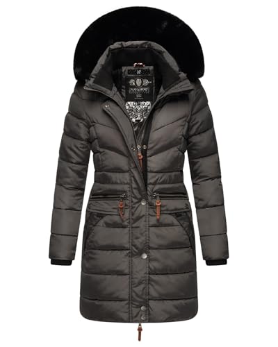 Navahoo Damen Winter Jacke Mantel Parka warm gefütterte Winterjacke B383 [B383-Paula-Anthrazit-sF-Gr.L] von Navahoo