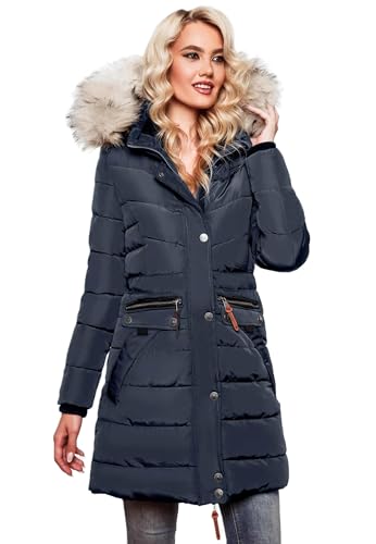 Navahoo Damen Winter Jacke Mantel Parka warm gefütterte Winterjacke B383 [B383-Paula-Blau-Gr.XS] von Navahoo