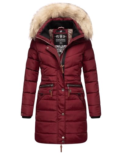 Navahoo Damen Winter Jacke Mantel Parka warm gefütterte Winterjacke B383 [B383-Paula-Bordeaux-Gr.M] von Navahoo