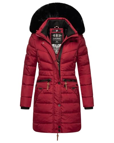 Navahoo Damen Winter Jacke Mantel Parka warm gefütterte Winterjacke B383 [B383-Paula-Dark-Red-SF-Gr.S] von Navahoo