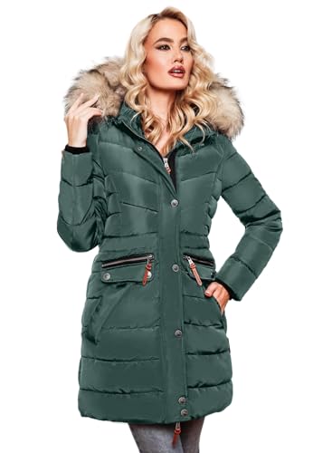 Navahoo Damen Winter Jacke Mantel Parka warm gefütterte Winterjacke B383 [B383-Paula-Grün-Gr.XL] von Navahoo