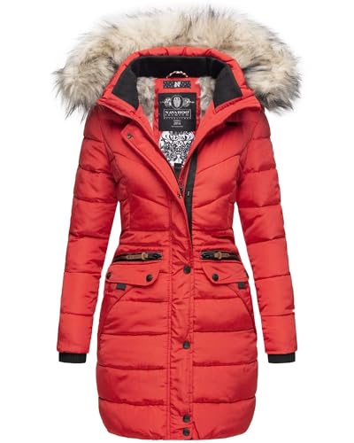 Navahoo Damen Winter Jacke Mantel Parka warm gefütterte Winterjacke B383 [B383-Paula-Rot-Gr.XXL] von Navahoo