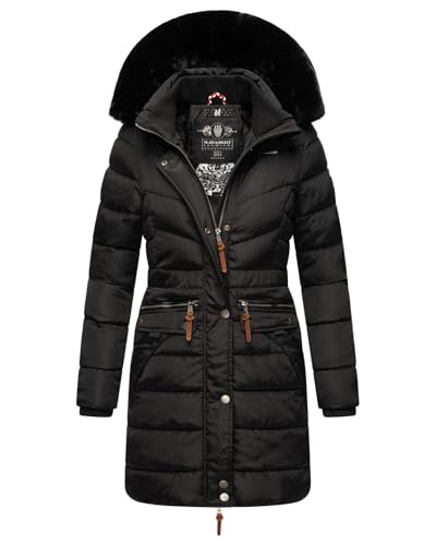 Navahoo Damen Winter Jacke Mantel Parka warm gefütterte Winterjacke B383 [B383-Paula-Schwarz-sF-Gr.L] von Navahoo