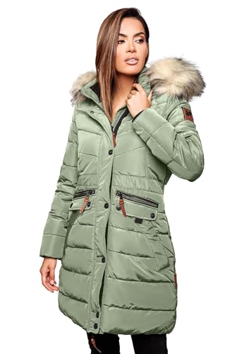 Navahoo Damen Winter Jacke Mantel Parka warm gefütterte Winterjacke B383 [B383-Paula-Smokey-Mint-Gr.S] von Navahoo