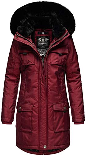 Navahoo Damen Winter Jacke Parka Mantel Teddyfell warm gefüttert inkl. Stofftasche Premium B845 [B845-Tin-Bordeaux-Gr.S] von Navahoo