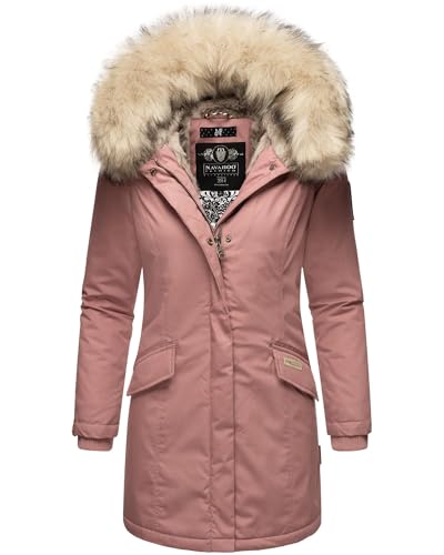 Navahoo Damen Winter Jacke Parka Mantel Winterjacke warm Kunstfell Premium B669 [B669-Christa-Dark-Rose-Gr.L] von Navahoo