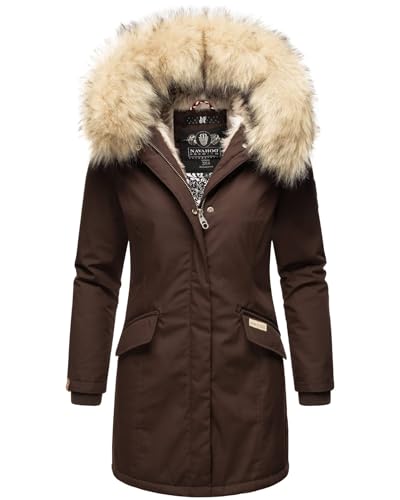 Navahoo Damen Winter Jacke Parka Mantel Winterjacke warm Kunstfell Premium B669 [B669-Christa-Dunkel-Schoko-Gr.L] von Navahoo