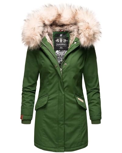 Navahoo Damen Winter Jacke Parka Mantel Winterjacke warm Kunstfell Premium B669 [B669-Christa-Gruen-Gr.L] von Navahoo