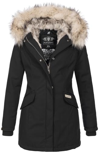 Navahoo Damen Winter Jacke Parka Mantel Winterjacke warm Kunstfell Premium B669 [B669-Christa-Schwarz-Gr.XXL] von Navahoo