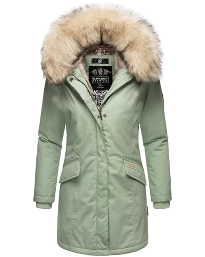 Navahoo Damen Winter Jacke Parka Mantel Winterjacke warm Kunstfell Premium B669 [B669-Christa-Smokey-Mint-Gr.L] von Navahoo