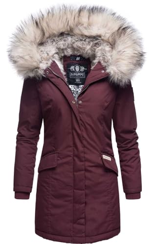 Navahoo Damen Winter Jacke Parka Mantel Winterjacke warm Kunstfell Premium B669 [B669-Christa-Weinrot-Gr.M] von Navahoo