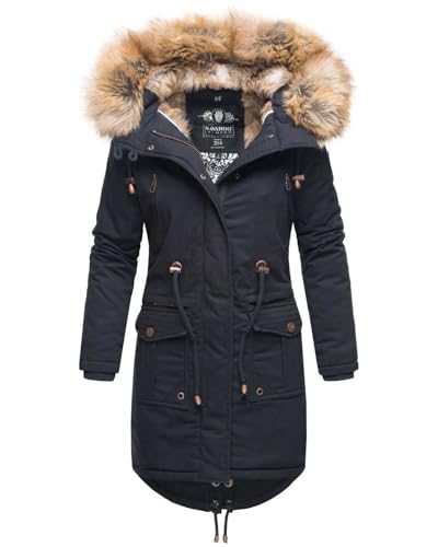 Navahoo Damen Winter Jacke Parka Mantel Winterjacke warm gefüttert Kapuze B824 [B824-Rosin-Navy-Gr.M] von Navahoo