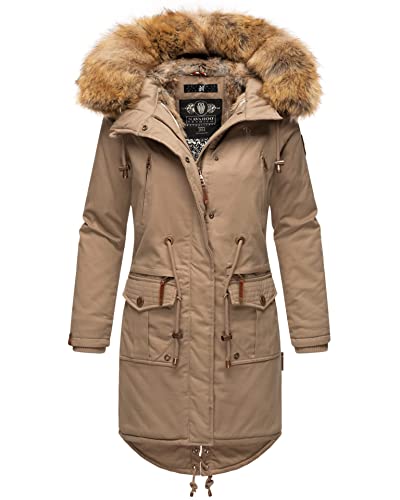 Navahoo Damen Winter Jacke Parka Mantel Winterjacke warm gefüttert Kapuze B824 [B824-Rosin-Taupe-Gr.M] von Navahoo