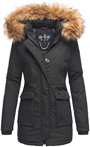 Navahoo Damen Winter Jacke Parka Mantel Winterjacke warm gefüttert Kapuze B826 [B826-Schnee-Pri-Schwarz-Gr.XS] von Navahoo