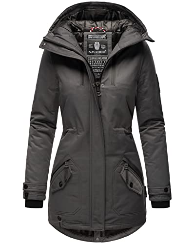 Navahoo Damen Winter Jacke Parka Mantel Winterjacke warm gefüttert Kapuze B834 [B834-Avril-Anthrazit-Gr.XS] von Navahoo