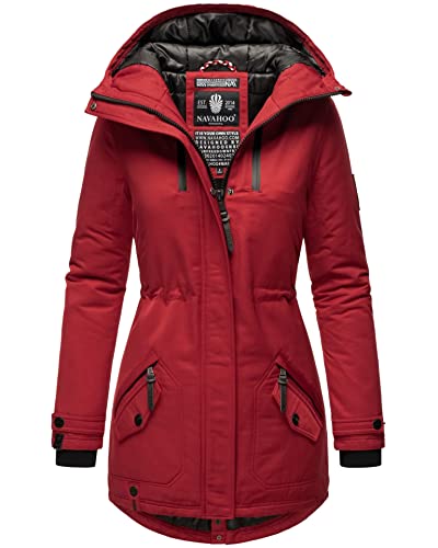 Navahoo Damen Winter Jacke Parka Mantel Winterjacke warm gefüttert Kapuze B834 [B834-Avril-Blood-Red-Gr.M] von Navahoo