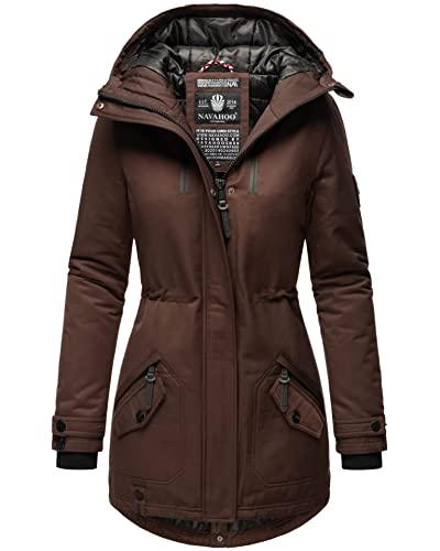 Navahoo Damen Winter Jacke Parka Mantel Winterjacke warm gefüttert Kapuze B834 [B834-Avril-Dunkel-Schoko-Gr.L] von Navahoo