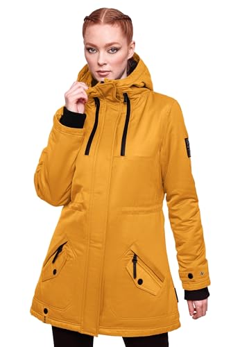 Navahoo Damen Winter Jacke Parka Mantel Winterjacke warm gefüttert Kapuze B834 [B834-Avril-Gelb-Gr.S] von Navahoo