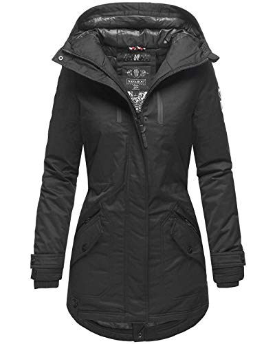 Navahoo Damen Winter Jacke Parka Mantel Winterjacke warm gefüttert Kapuze B834 [B834-Avril-Schwarz-Gr.L] von Navahoo