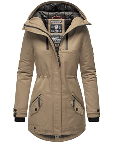 Navahoo Damen Winter Jacke Parka Mantel Winterjacke warm gefüttert Kapuze B834 [B834-Avril-Taupe-Grey-Gr.M] von Navahoo