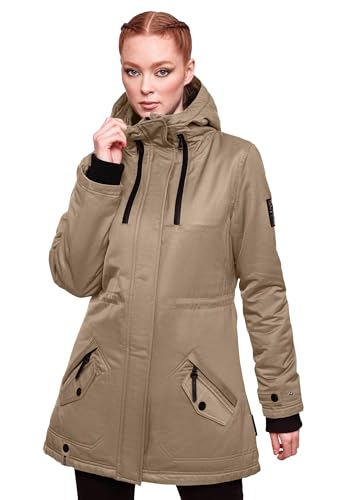 Navahoo Damen Winter Jacke Parka Mantel Winterjacke warm gefüttert Kapuze B834 [B834-Avril-Taupe-Grey-Gr.S] von Navahoo