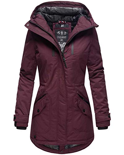 Navahoo Damen Winter Jacke Parka Mantel Winterjacke warm gefüttert Kapuze B834 [B834-Avril-Weinrot-Gr.L] von Navahoo