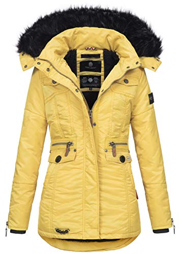 Navahoo Damen Winter Jacke Parka Teddyfell Winterjacke Kunstfell Mantel B615 [B615-Schatz-Gelb-Gr.M] von Navahoo