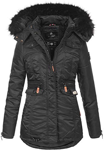 Navahoo Damen Winter Jacke Parka Teddyfell Winterjacke Kunstfell Mantel B615 [B615-Schatz-Schwarz-Gr.XXL] von Navahoo