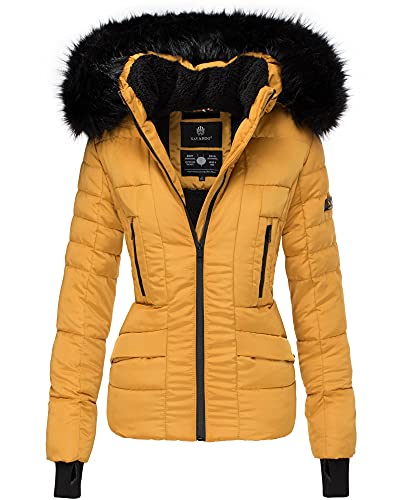 Navahoo Damen Winter Jacke Stepp Parka Mantel Teddyfell warm gefüttert Adele XS-XXL (Gelb, L) von Navahoo