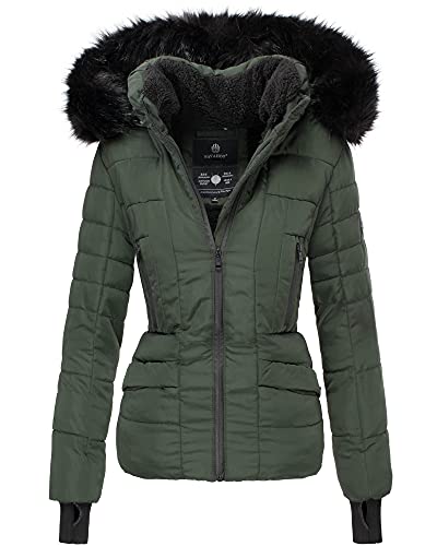 Navahoo Damen Winter Jacke Stepp Parka Mantel Teddyfell warm gefüttert Adele XS-XXL (Grün, S) von Navahoo