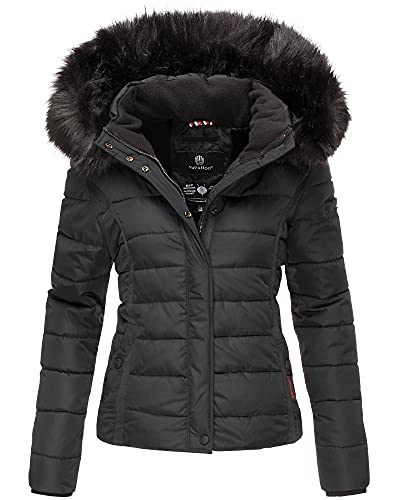 Navahoo Damen Winter Jacke Stepp Parka Mantel Teddyfell warm gefüttert Miamor XS-XXL (Schwarz, S) von Navahoo