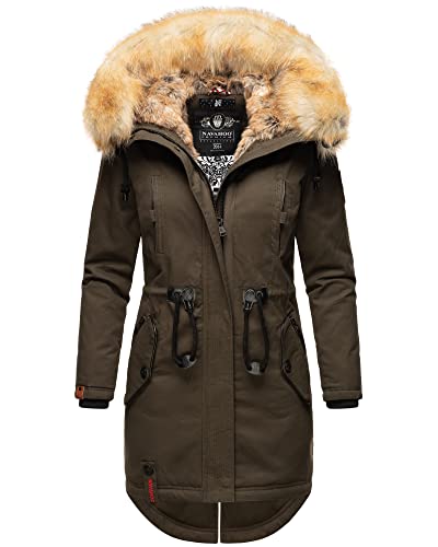 Navahoo Damen Winter Jacke Stepp Parka Mantel Winterjacke warm gefüttert Kunstpelz Bombii XS-XXL (Anthrazit, M) von Navahoo