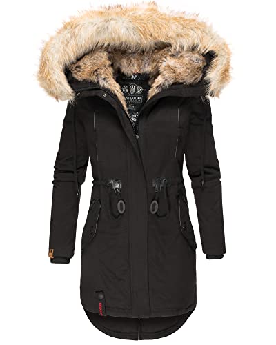Navahoo Damen Winter Jacke Stepp Parka Mantel Winterjacke warm gefüttert Kunstpelz Bombii XS-XXL (Schwarz, S) von Navahoo