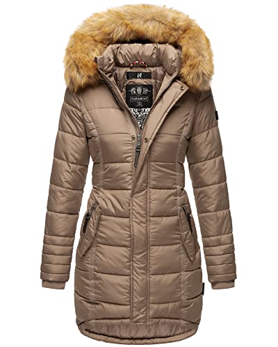 Navahoo Damen Winter Jacke Stepp Parka Mantel Winterjacke warm gefüttert Kunstpelz PAPAYA XS-XXL (DE/NL/SE/PL, Alphanumerisch, L, Regular, Regular, Taupe) von Navahoo