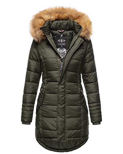 Navahoo Damen Winter Jacke Stepp Parka Mantel Winterjacke warm gefüttert Kunstpelz PAPAYA XS-XXL (DE/NL/SE/PL, Alphanumerisch, M, Regular, Regular, Dusty Olive) von Navahoo