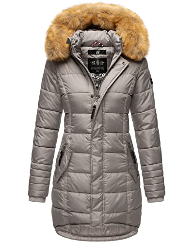 Navahoo Damen Winter Jacke Stepp Parka Mantel Winterjacke warm gefüttert Kunstpelz PAPAYA XS-XXL (DE/NL/SE/PL, Alphanumerisch, XL, Regular, Regular, Zinc Grey) von Navahoo