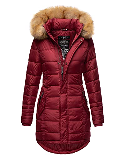 Navahoo Damen Winter Jacke Stepp Parka Mantel Winterjacke warm gefüttert Kunstpelz PAPAYA XS-XXL (DE/NL/SE/PL, Alphanumerisch, XS, Regular, Regular, Bordeaux) von Navahoo