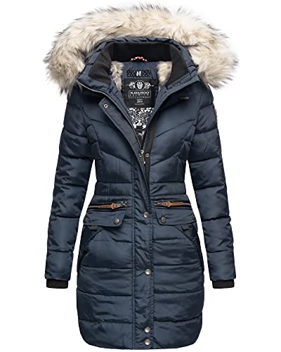 Navahoo Damen Winter Jacke Stepp Parka Mantel Winterjacke warm gefüttert Kunstpelz PAULA XS-XXL (Blau, XXL) von Navahoo