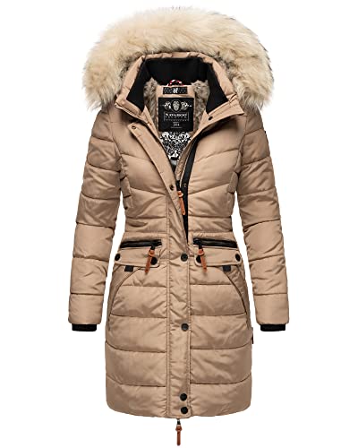 Navahoo Damen Winter Jacke Stepp Parka Mantel Winterjacke warm gefüttert Kunstpelz PAULA XS-XXL (Taupe, XXL) von Navahoo