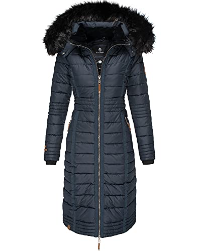 Navahoo Damen Winter Jacke Stepp Parka Mantel Winterjacke warm gefüttert Kunstpelz UMAY S-XXL (DE/NL/SE/PL, Alphanumerisch, XL, Regular, Regular, Navy) von Navahoo