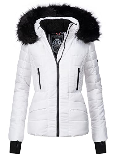 Navahoo Damen Winterjacke Steppjacke mit Kapuze Adele White Gr. L von Navahoo