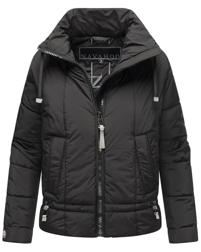 Navahoo Damen Winter Jacke Steppjacke Kurzjacke Outdoor Winterjacke Recyceltes Vegan warm gefüttert Stehkragen Luftzauber XS - XXL (DE/NL/SE/PL, Alphanumerisch, L, Regular, Regular, Schwarz) von Navahoo