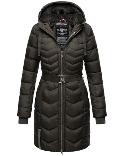 Navahoo Damen Winter Jacke Steppjacke Lang gesteppt B877 [B877-Alpen-Anthrazit-Gr.XXL] von Navahoo