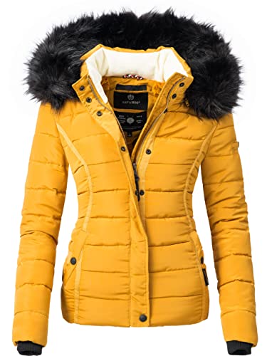 Navahoo Damen Winterjacke Steppjacke mit Kapuze Miamor Gelb Gr. S von Navahoo