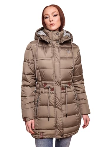 Navahoo Damen Winter Jacke Steppjacke Stepp Winterjacke gesteppt B876 [B876-Dali-Taupe-Gr.S] von Navahoo