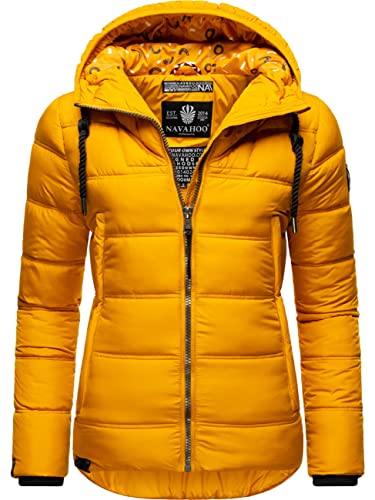 Navahoo Damen Winter-Jacke Steppjacke mit Kapuze und Kordeln Renesmee Yellow Gr. S von Navahoo